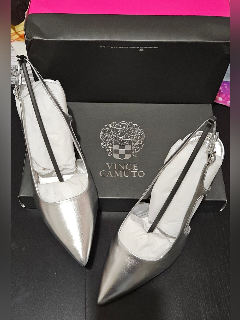 Vince Camuto Sindree Pump Silver Slingback Sz 8 - Picture 5 of 13